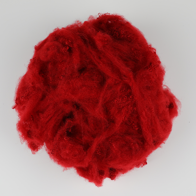 Fibre discontinue de polyester de filature de laine rouge vin 3D×64mm